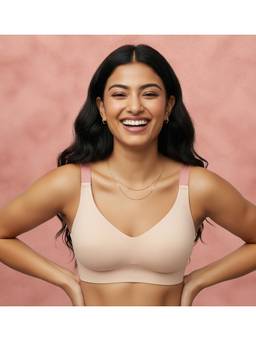 Shyaway - Skin Nude Padded Wirefree Casual 3/4Th Coverage Everyday T-shirt Bra