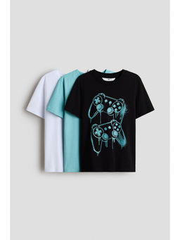H&M - Boys Black 3-Pack Cotton T-Shirts