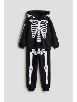 H&M - Boys Black 2-Piece Printed Sweatshirt Set