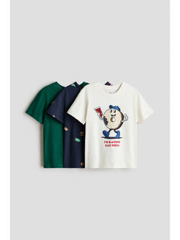 H&M - Boys White 3-Pack Printed T-Shirts