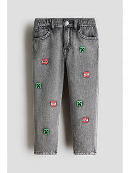 H&M - Boys Grey Regular Fit Printed Jeans