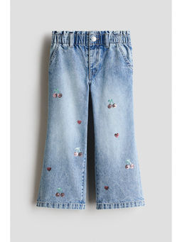 H&M - Girls Blue Wide Leg Paper Bag Jeans