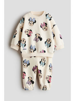 H&M - Girls White 2-Piece Printed Sweatshirt Set
