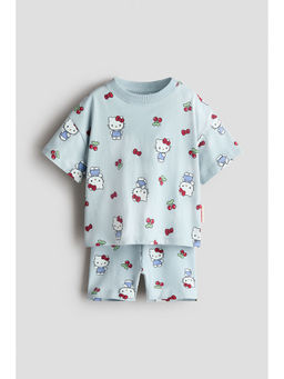 H&M - Girls Blue 2-Piece Printed Cotton Set