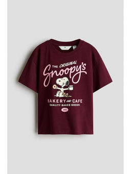 H&M - Girls Red Print-Motif Cotton T-Shirt