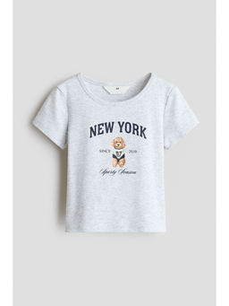H&M - Girls Grey Printed T-Shirt