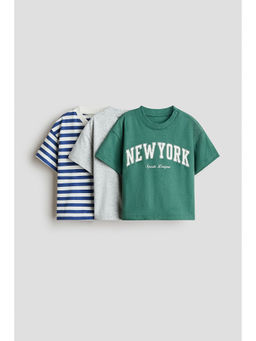 H&M - Boys Green 3-Pack Cotton T-Shirts