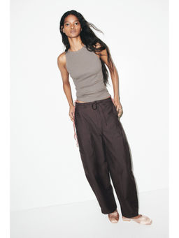 H&M - Women Brown Tie-Belt Cargo Trousers