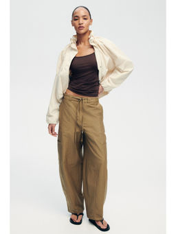 H&M - Women Green Tie-Belt Cargo Trousers