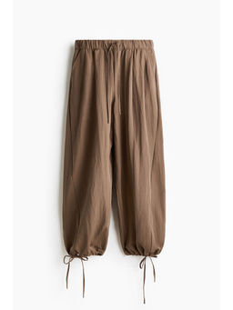 H&M - Women Beige Tie-Detail Balloon Trousers