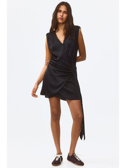 H&M - Women Grey Satin Wrap Dress