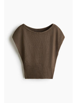 H&M - Women Beige Knitted Off-The-Shoulder Top