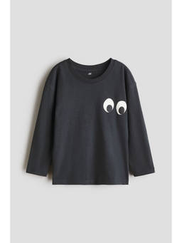 H&M - Boys Grey Printed Long-Sleeved T-Shirt