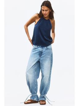 H&M - Women Blue Crinkled Satin Top