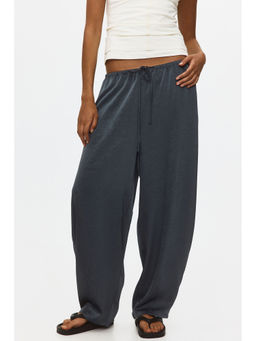 H&M - Women Grey Crinkled Satin Trousers