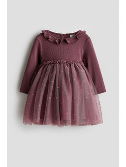 H&M - Girls Multi-Color Tulle-Skirt Cotton Dress