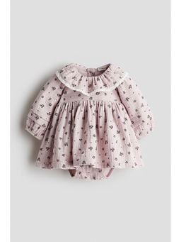 H&M - Girls Purple Cotton Muslin Bodysuit Dress