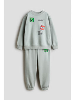 H&M - Boys Turquoise 2-Piece Printed Sweatshirt Set