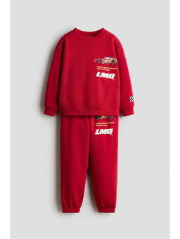 H&M - Boys Red 2-Piece Printed Sweatshirt Set