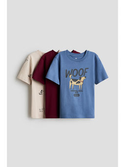 H&M - Boys Blue 3-Pack Cotton T-Shirts