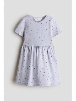 H&M - Girls Purple Printed Cotton Dress