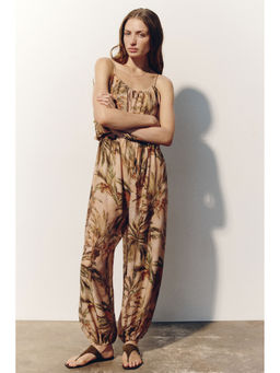 H&M - Women Multi-Color Balloon-Leg Tie-Strap Jumpsuit