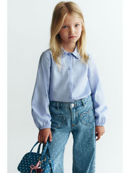 H&M - Girls Blue Collared Cotton Blouse