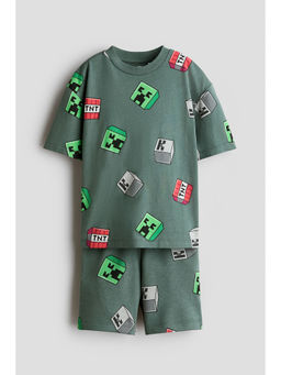 H&M - Boys Green 2-Piece Printed Set