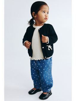 H&M - Girls Blue Printed Paper Bag Jeans