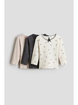 H&M - Girls Beige 3-Pack Cotton Tops