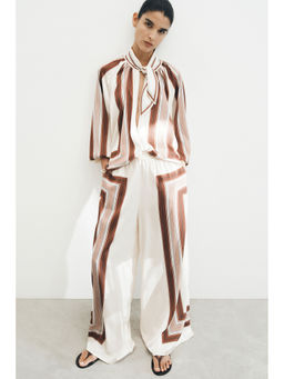 H&M - Women White Satin Drawstring Trousers