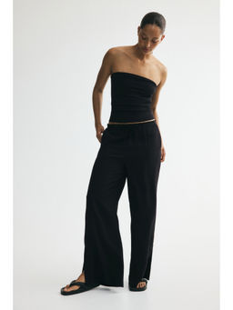 H&M - Women Black Viscose-Blend Drawstring Trousers