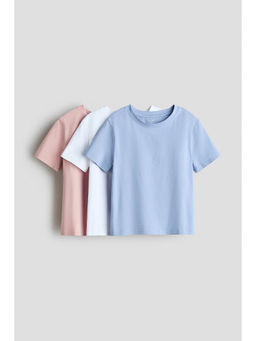 H&M - Girls Blue 3-Pack Cotton T-Shirts