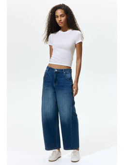 H&M - Women Blue Barrel High Waist Ankle Jeans