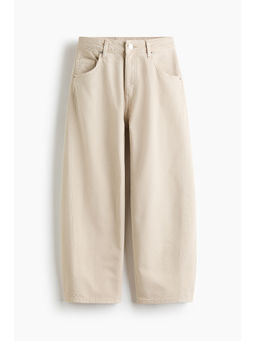 H&M - Women Beige Barrel High Waist Ankle Jeans