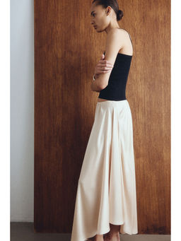 H&M - Women Beige Satin Maxi Skirt
