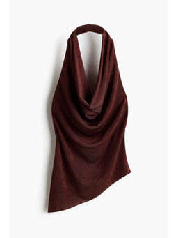 H&M - Women Brown Asymmetric Cowl-Neck Top
