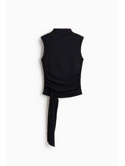 H&M - Women Black Draped-Panel Jersey Top