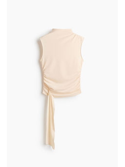 H&M - Women Beige Draped-Panel Jersey Top