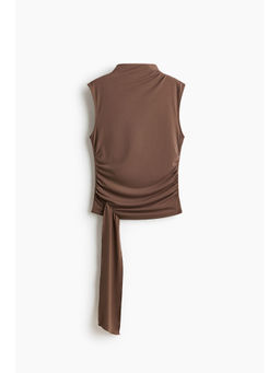 H&M - Women Brown Draped-Panel Jersey Top