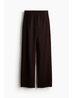 H&M - Women Brown Viscose-Blend Barrel Trousers