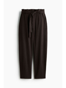 H&M - Women Brown Tie-Belt Barrel Trousers