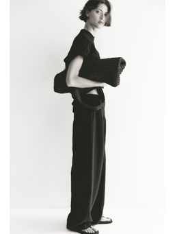 H&M - Women Black Crease-Leg Barrel Trousers