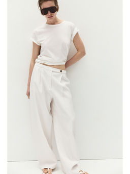 H&M - Women White Crease-Leg Barrel Trousers