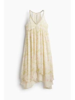 H&M - Women Yellow Braid-Detail Chiffon Dress