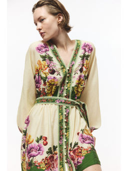 H&M - Women Green Tie-Belt Tunic Dress