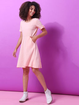 PINACOLADA - Peach Women Solid Stylish Casual Dresses