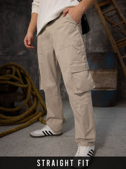 The Souled Store - Solids: Bisque Men Cargo Pants