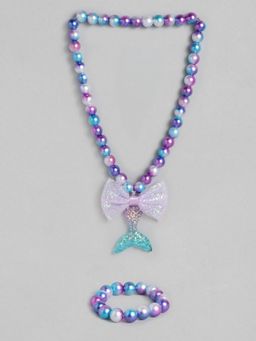 EL REGALO - Kids Girls Jewellery Necklace and Bracelet Combo Purple (Set of 2)