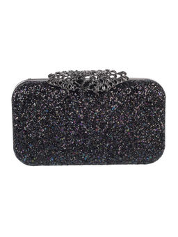 Mochi - Black Mirror Work Faux Leather Clutch